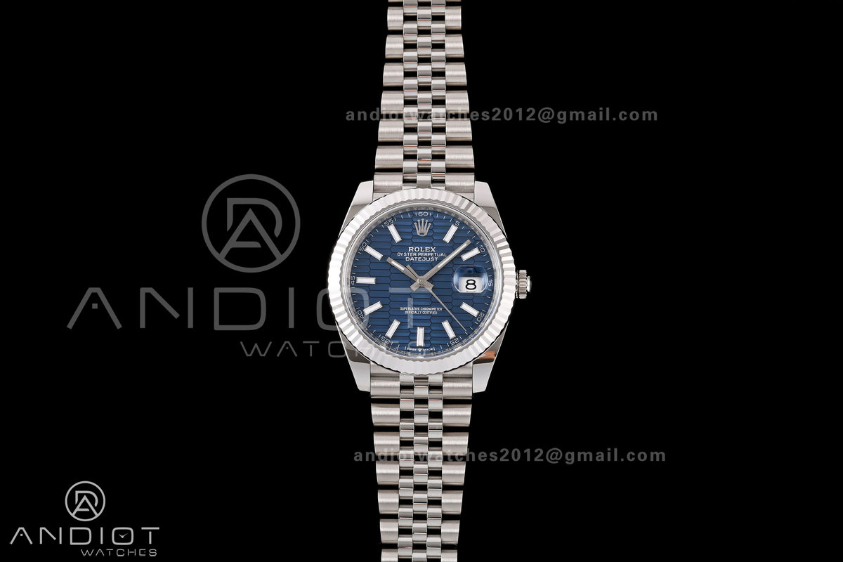 DateJust 41 126334 RWF 1:1 Best Edition Blue Textured Stick Dial on Jubilee Bracelet JH3235 (Free Sprung)